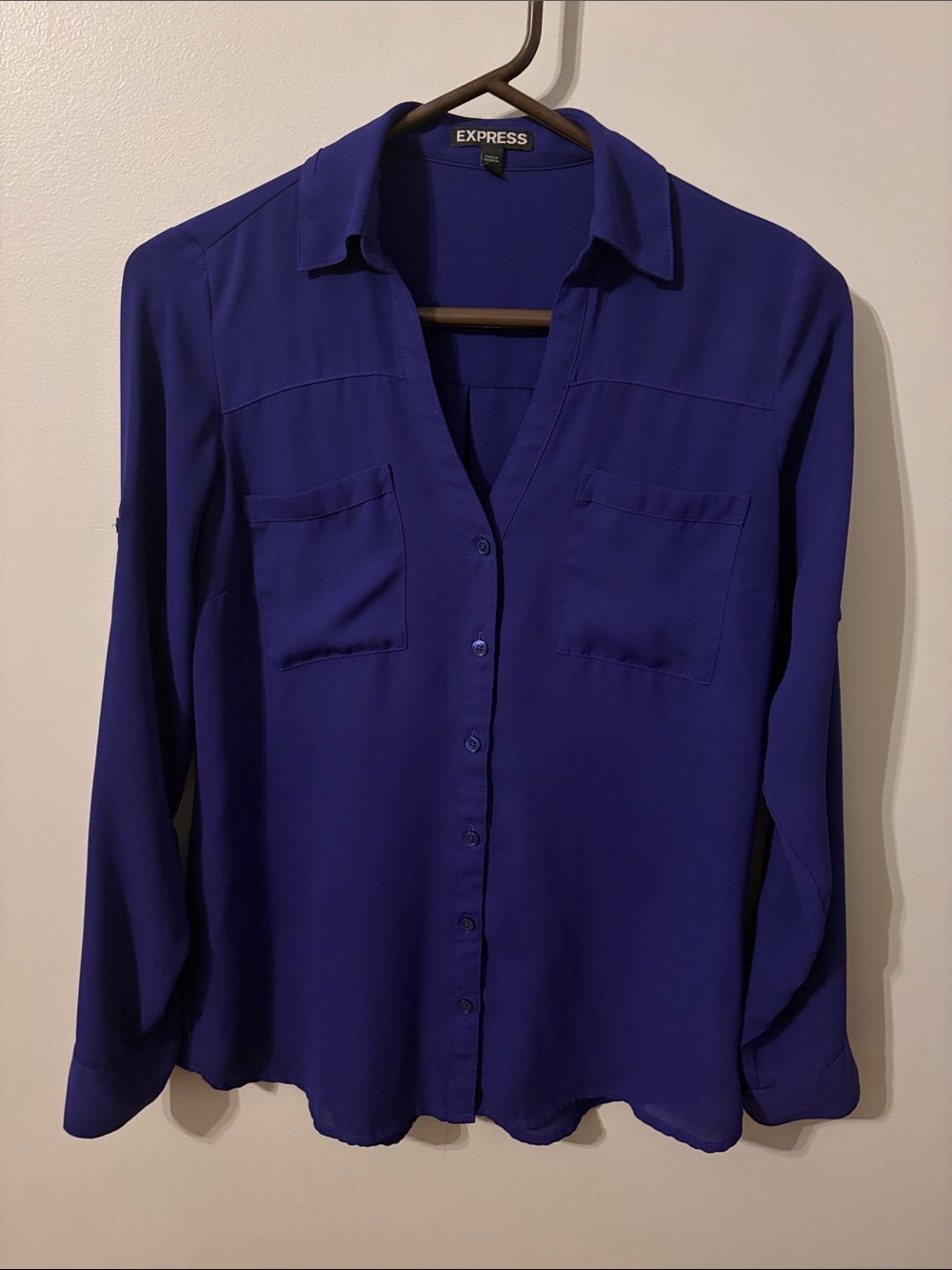 Express Purple Long-Sleeve Button-Down Shirt
